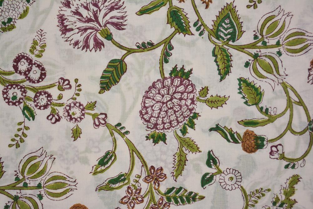 Green Leaf Printed Soft Cotton Fabric