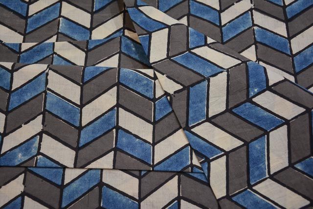 Chevron Block Print Ajrakh Fabric
