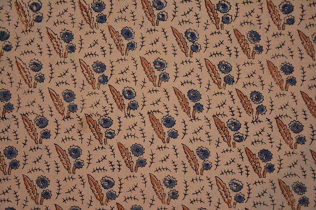 Natural Dyed Floral Block Print Ajrakh Fabric