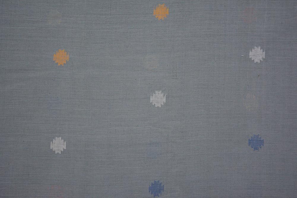 Grey Khari Jamdani Cotton Fabric Online