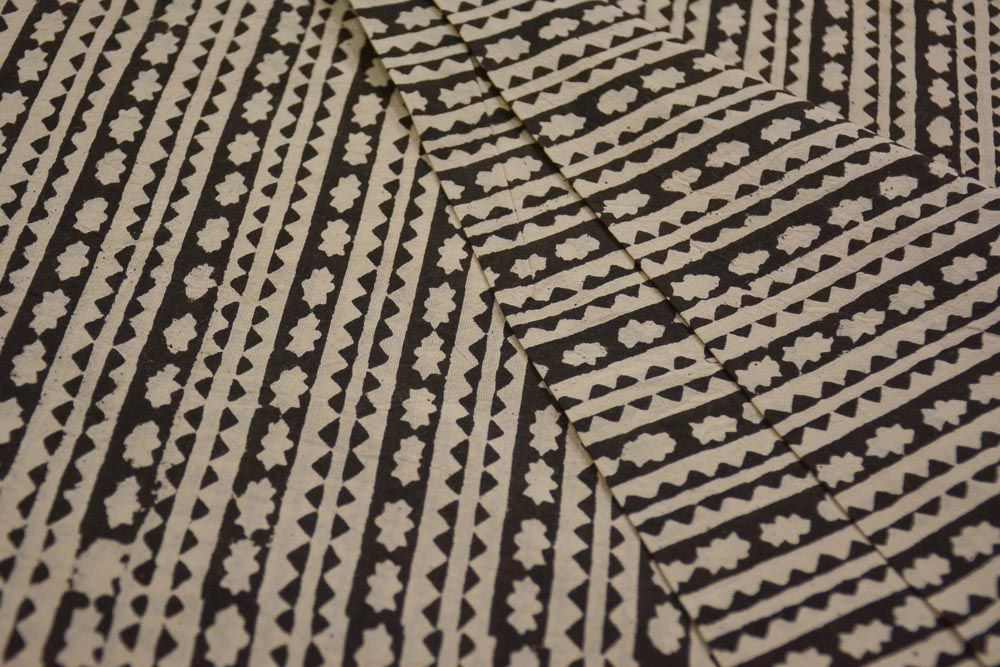 Bagru Black Hand Block Printed Cotton Fabric