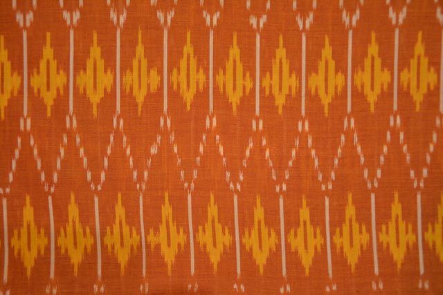 Orange Yellow Handloom Fine Ikat Fabric
