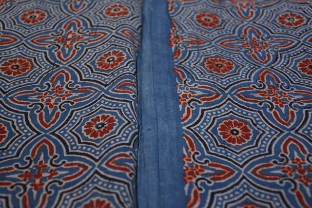 Blue Ajrakh Block Print Fabric
