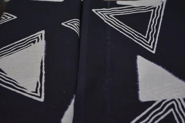 Black And White Triangle Block Print Cotton Fabric