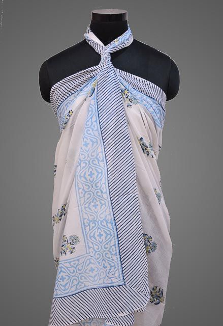 Beautiful Printed Pareo Sarong In Blue Color
