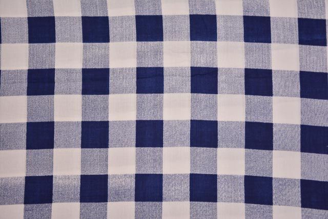 Blue And White Checks Fine Rayon Fabric