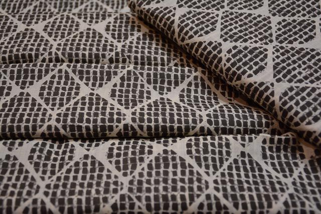Dark Grey Printed Indian Cotton Fabric