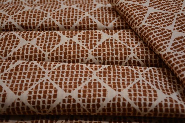 Brown Printed Indian Cotton Fabric