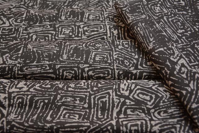 Dark Grey Printed Indian Cotton Fabric