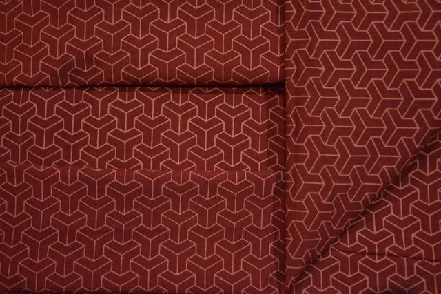 Maroonish Red Geometric Print Indian Cotton Fabric