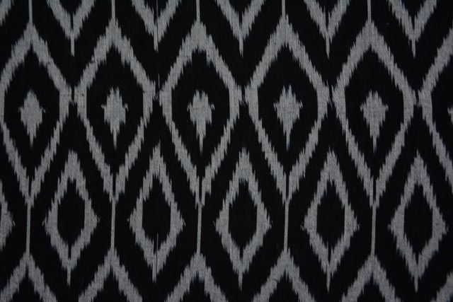 Black And Grey Ikat Fabric
