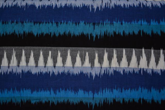 Blue And Black Ikat Fabric