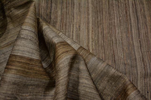 Natural Brown Black Ghicha Tussar Handloom Silk