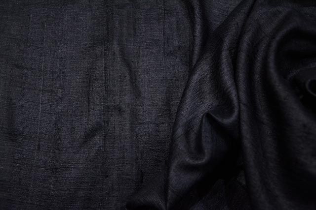 Pure Black Ghicha Tussar Handloom Silk
