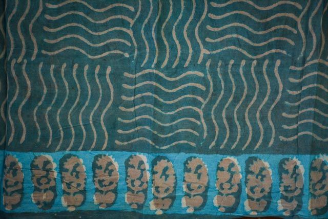 Blue Ang Grey Bagru Print Cotton Sarees