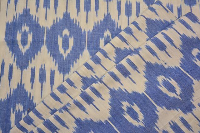 Blue And White Upholstery Ikat Fabric