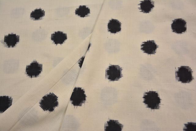 White And Black Double Ikat Fabric