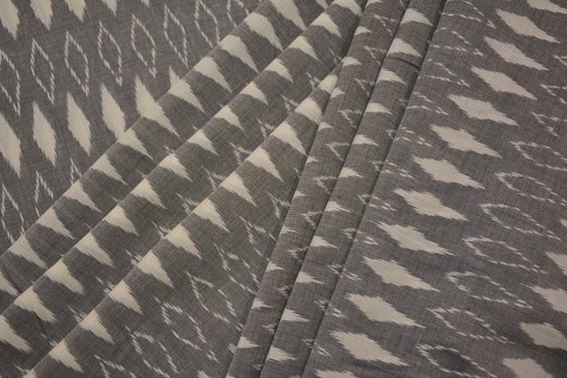 Grey And White Fine Ikat Fabric By The Yard