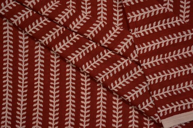 Red Designer Bagh Block Printed Cotton Fabric