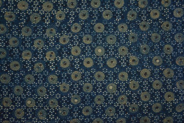 Indigo And Green Block Print Ajrakh Fabric
