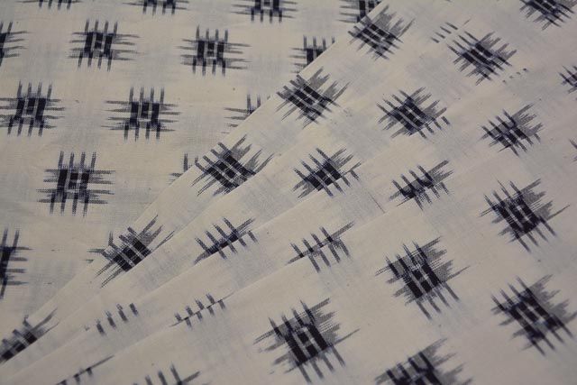 White And Black Double Ikat Fabric