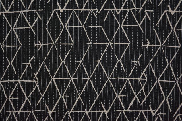Black Triangles Kantha Cotton Fabric