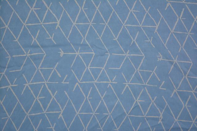 Cloud Blue Diamond Block Printed Modal Fabric