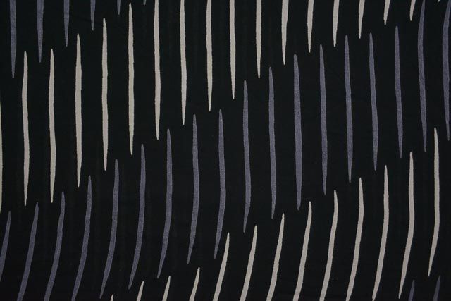 Black Striped  Block Printed Modal Fabric