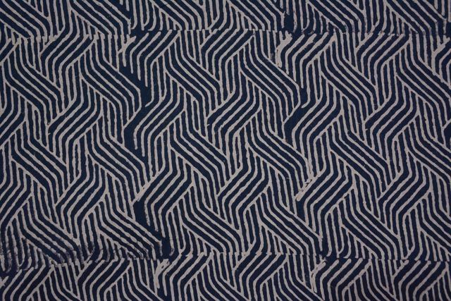 Navy Blue Block Print Modal Fabric