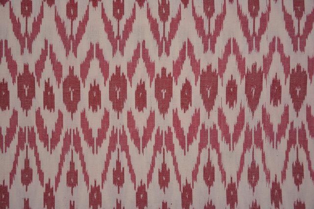 White And Red Upholstery Ikat Fabric