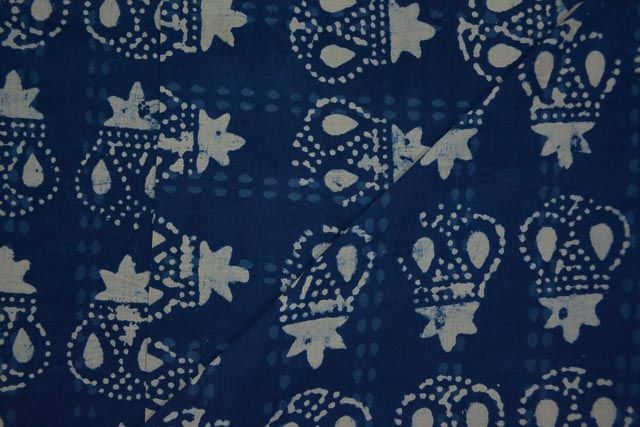 Indigo Floral Block Print Cotton Fabric
