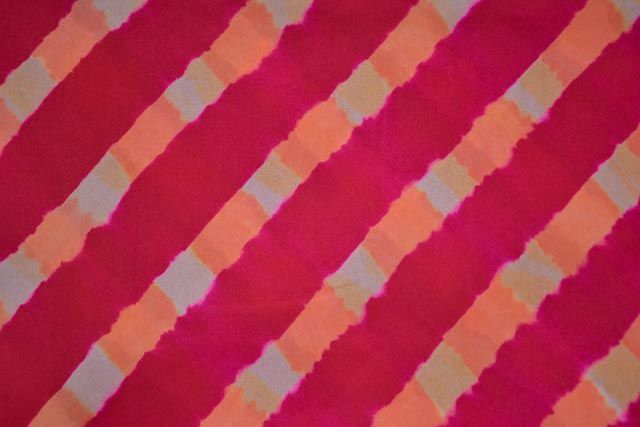 Rose Red Shibori Block Print Handloom Mulberry Silk Fabric