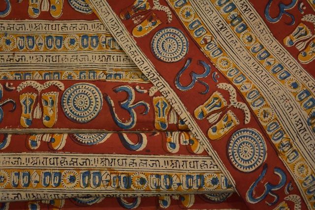Spiritual Block Print Kalamkari Cotton Fabric