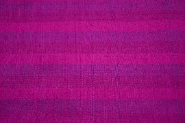 Fuchsia Pink Striped Handloom Raw Silk (dupion) 