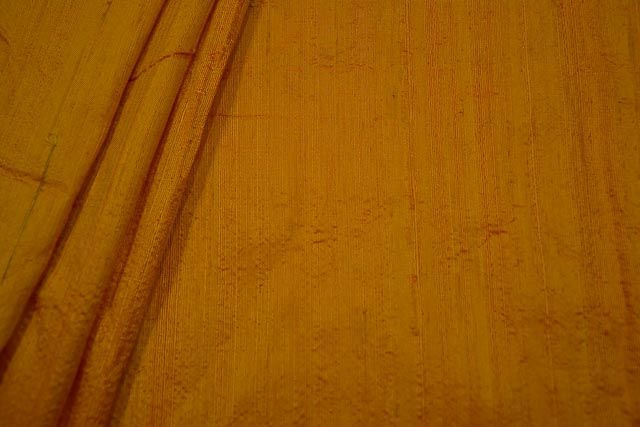 Saffron Golden Yellow Handloom Raw Silk (dupion) 