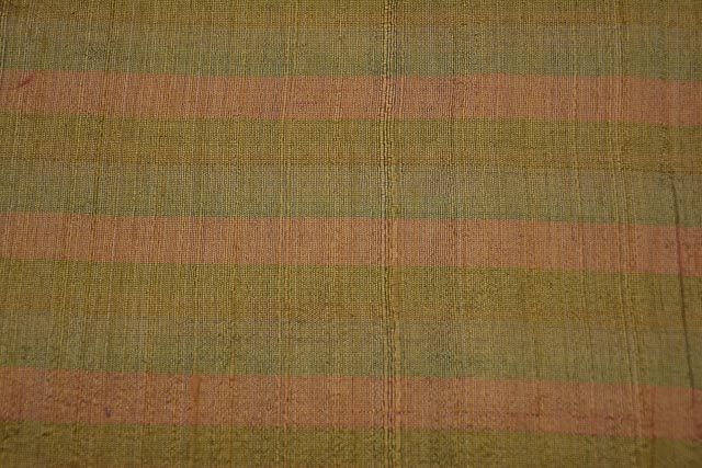 Tricolor Striped Handloom Raw Silk (dupion) 