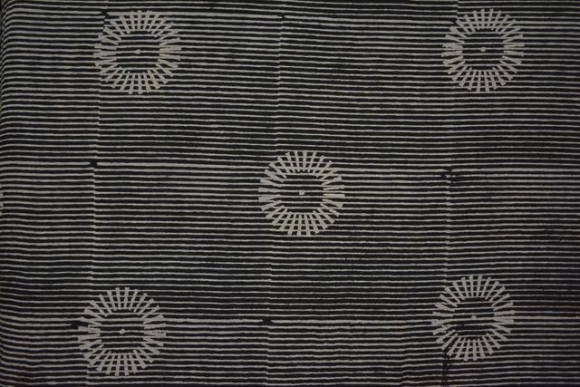 Black And White Striped Block Print Cotton Fabric