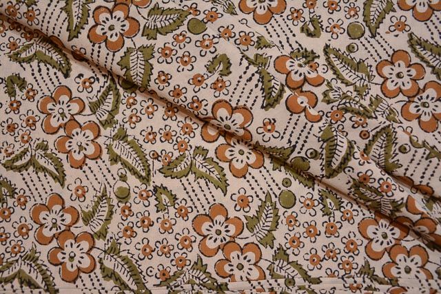 Floral Block Printed Cotton Fabric Online