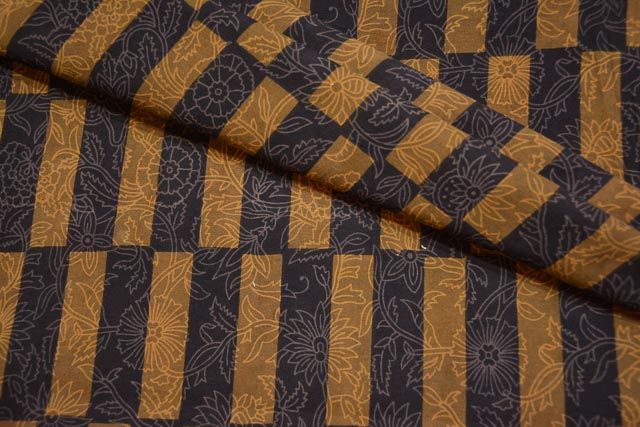 Black And Brown Block Printed Cotton Fabric Online