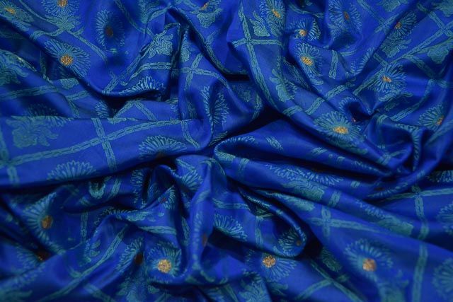 Royal Blue Tanchui Banarasi Silk Fabric