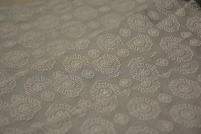 Silver Grey Embroidered Banarasi Cotton Fabric