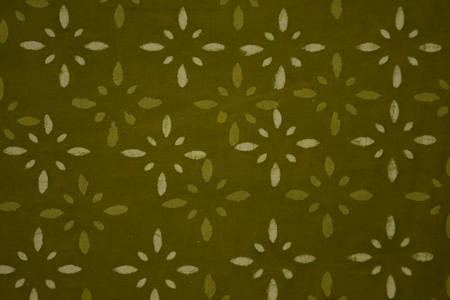 Green Olive Bagru Hand Block Print Cotton Fabric