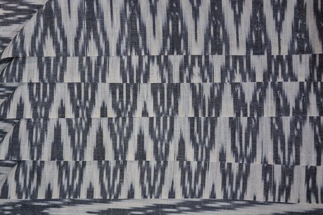 White And Grey Cotton Ikat Fabric