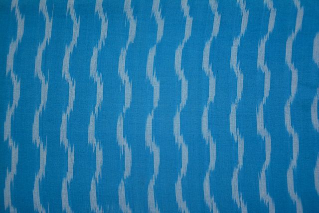 Blue Waves Ikat Cotton Fabric