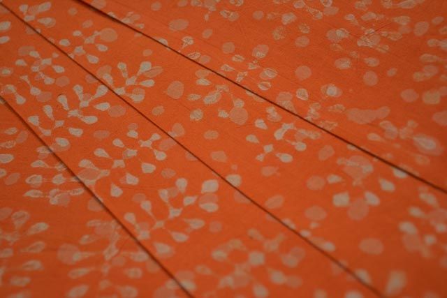 Orange Bagru Hand Block Print Cotton Fabric