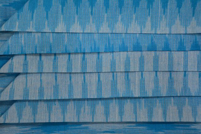 Blue And White Ikat Cotton Fabric