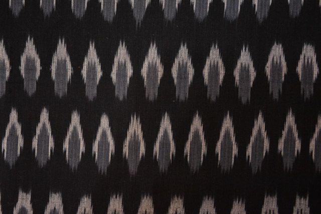 Black And Grey Ikat Cotton Fabric