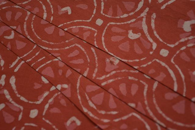 Red Bagru Hand Block Print Cotton Fabric