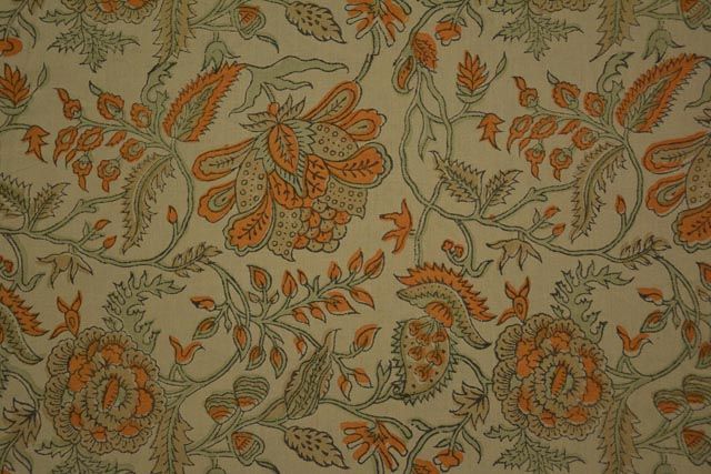 Marzipan  Floral Cotton Hand Block Printed Fabric