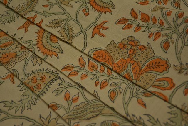 Marzipan  Floral Cotton Hand Block Printed Fabric